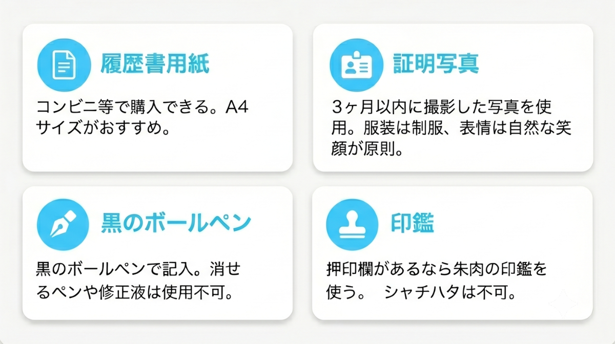 高校生の履歴書作成：まずは4つのアイテムを準備しよう