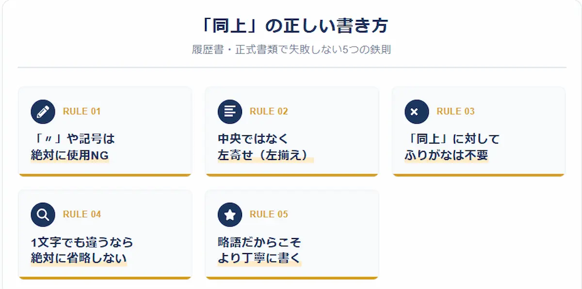 同上の正しい書き方
