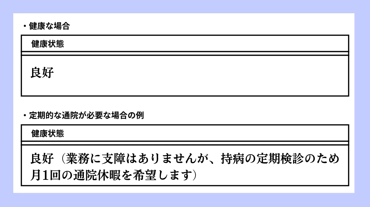 そのまま使える!健康状態欄の書き方・例文集