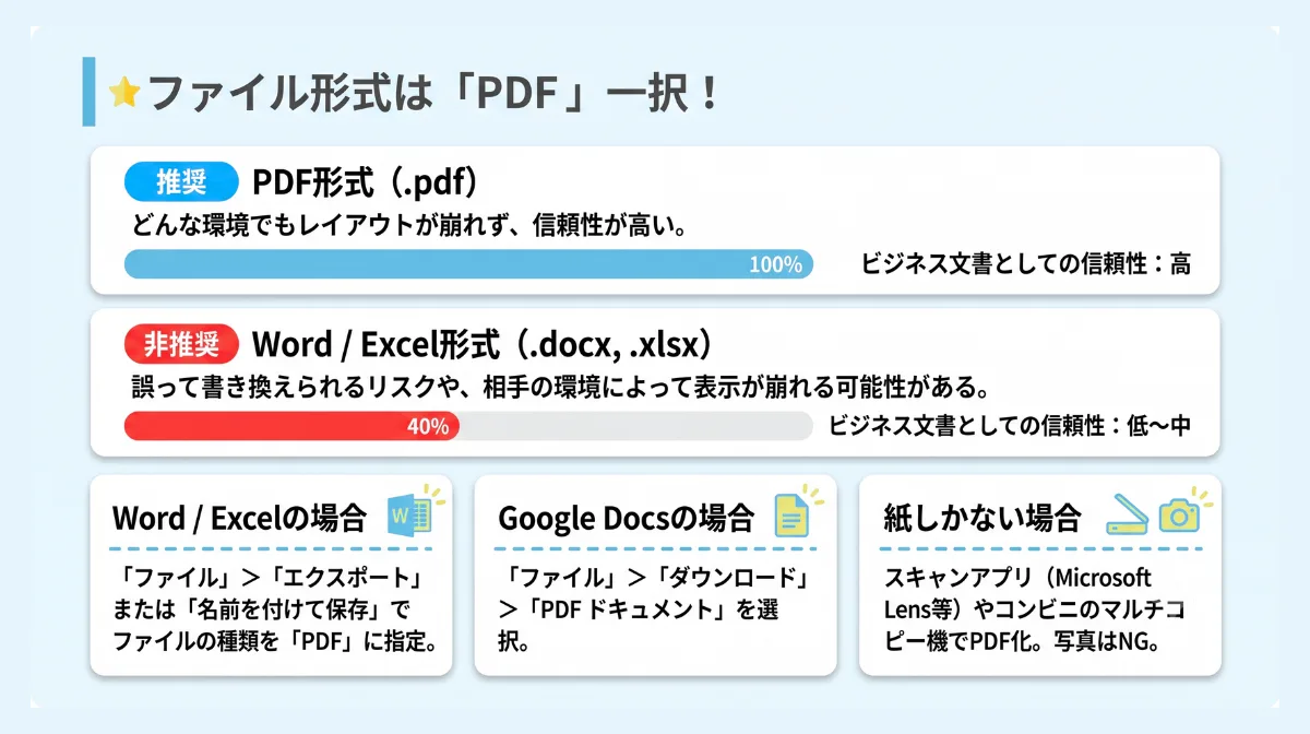 ファイル形式は「PDF」一択！その理由と変換方法