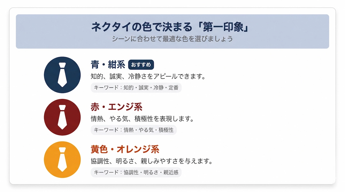 ネクタイの色で決まる第一印象