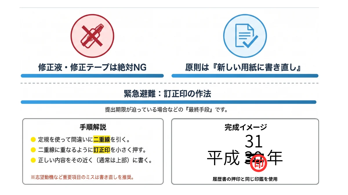 計算ミスに気づいたら?履歴書の修正マナーと対処法
