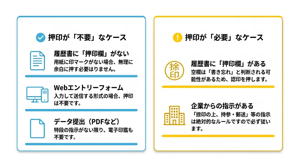 履歴書に押印が必要な場合・不要な場合
