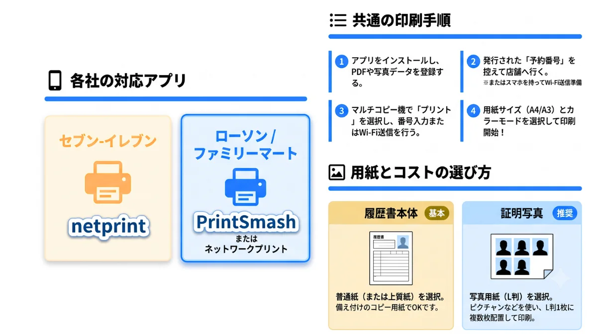 データ化した履歴書をコンビニで印刷する方法