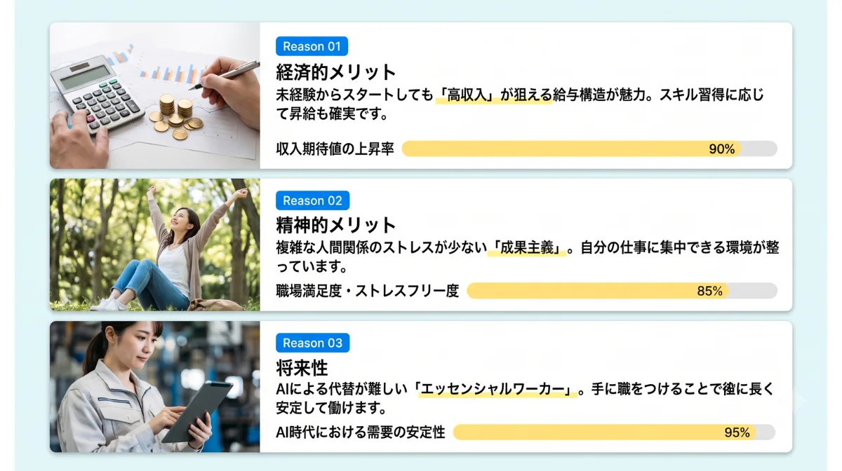 なぜ今、女性が「ブルーカラー」を選ぶのか?3つの理由