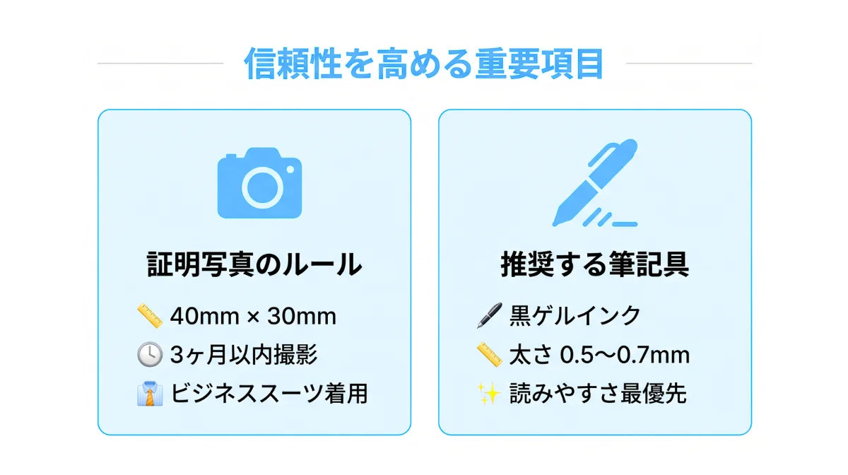 証明写真と筆記用具の鉄則