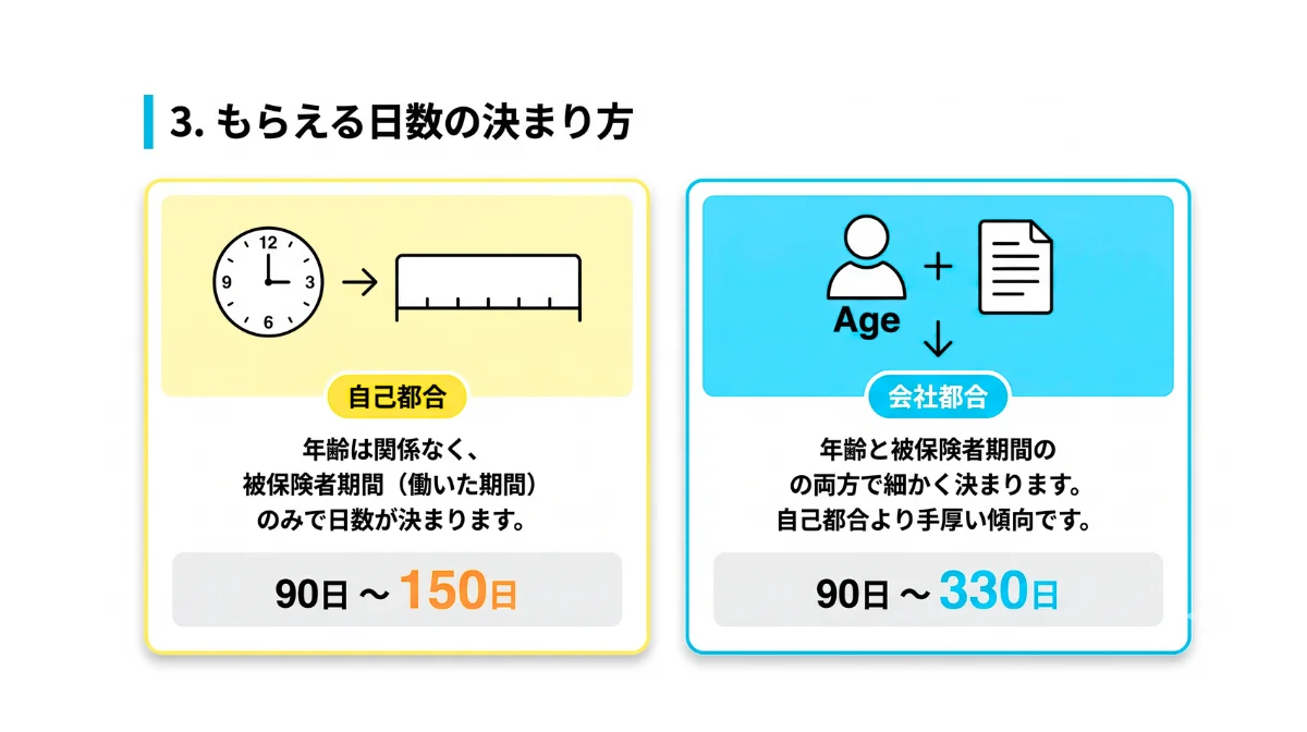 給付金をもらえる期間（所定給付日数）の決まり方