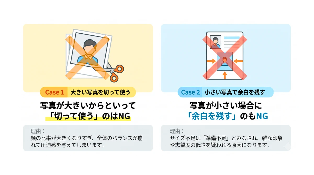 【紙の履歴書】写真が大きい・小さい場合のNG理由