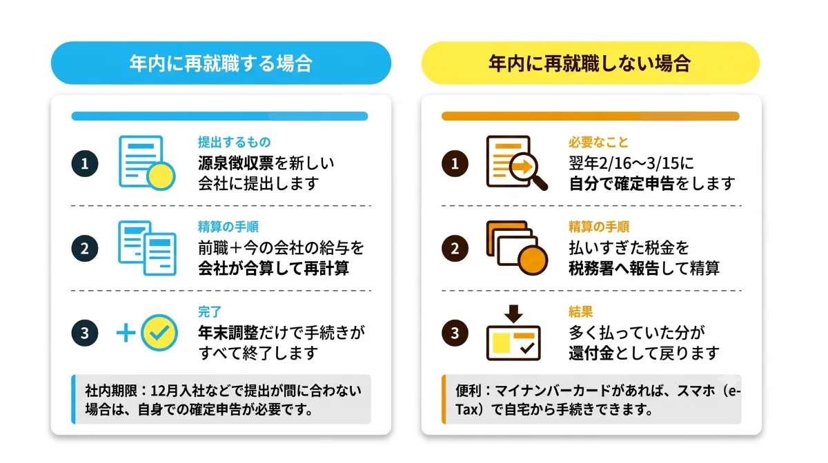 【状況別】年の途中で退職した場合の税金手続き