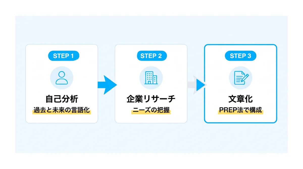 説得力のある志望動機を作成するための3ステップ